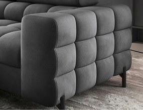 Tmavosivá zamatová rozkladacia/s úložným priestorom rohová pohovka (ľavý roh/do L) Ferucce – ELTAP