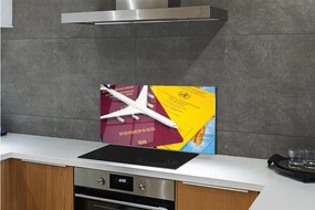 Sklenený obklad do kuchyne Plane pas mapa 125x50 cm