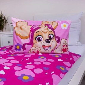 Ružové bavlnené detské obliečky do postieľky 100x135 cm Paw Patrol "Pawsome friendships grow" – Jerry Fabrics