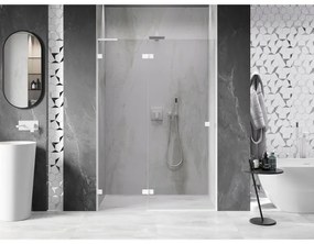 Mexen Lunar L, ľavé otočné sprchové dvere 135 cm, 8mm číre sklo, biely profil, 834L-135-000-20-00-L