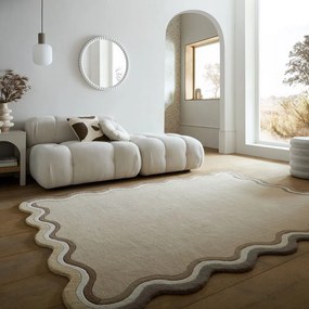Ručne tkaný vlnený koberec v prírodnej farbe 160x230 cm Leo Scallop – Flair Rugs