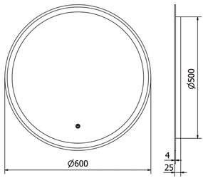 Mexen Gobi, LED okrúhle kúpeľňové zrkadlo s podsvietením 60 cm, 6000K, ochrana proti zahmlievaniu, 9801-060-060-611-00