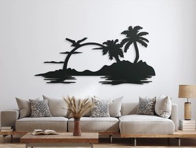 drevko Drevený obraz Palmový ostrov Rozmer obrazu: 32 x 65 cm, Farba dekorácie: Čierna