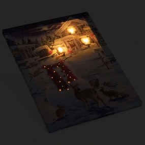 Nexos 86705 Nástenná maľba snehuliak, 3 LED, 30 x 40 cm