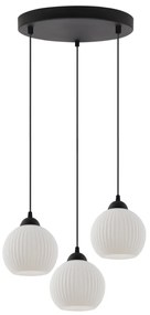 Závesné svietidlo Riffle Round, 3x biele sklenené tienidlo, b, o