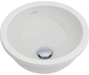 VILLEROY &amp; BOCH Loop &amp; Friends okrúhle zápustné umývadlo bez otvoru, s prepadom, priemer 390 mm, biela alpská, s povrchom CeramicPlus, 614039R1