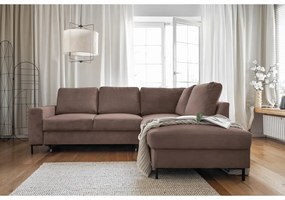 Hnedá menčestrová rozkladacia rohová pohovka (pravý roh) Lofty Lilly – Miuform