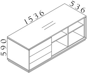 Kontajner Creator 153,6 x 53,6 cm, 3-modulový, biela / antracit