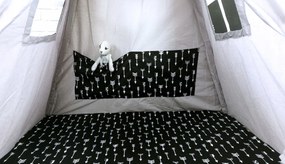 Detský stan TEEPEE (TÍPÍ) ŠÍPY s doplnkami - sivý / čierny