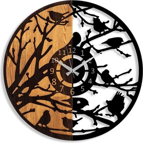 Dekorativní nástěnné hodiny WALLIE WOODEN 56 cm ořech/černé