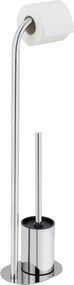 Stojan na toaletný papier so štetkou z nehrdzavejúcej ocele v lesklej striebornej farbe Levante – Wenko