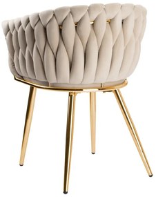 Jedálenská stolička COFTON zamatová, zlatá / béžová