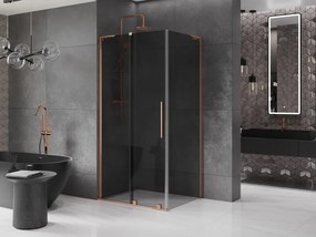 Mexen Velar L, sprchový kút s posuvnými dverami 110 x 85 cm, 8mm šedé sklo, medená matná, 871-110-085-43-65