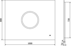 Mexen Koga, LED kúpeľňové zrkadlo s podsvietením 100 x 80 cm, 6000K, ochrana proti zahmlievaniu, 9821-100-080-611-00