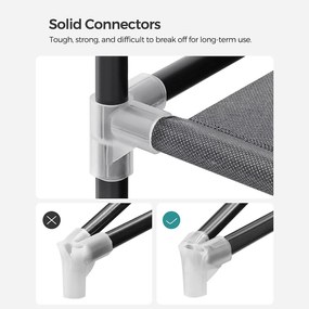 Šatník, prenosná modulárna skriňa, 4 bočné vrecká, čierna