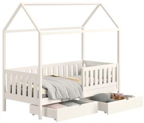 Detská posteľ domček prízemná so zásuvkami Nemos II - Biely, 80x160