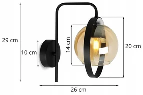Nástenné svietidlo Haga Ring, 1x medové sklenené tienidlo (výber z 3 farieb uchytenia)