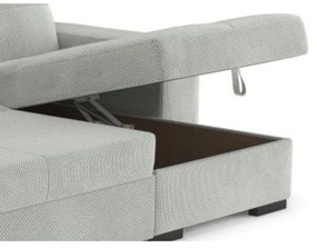 Rozkladacia sedačka s úložným priestorom a taburetom PALERMO svetlosivá pravá