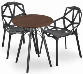 Jedálenský stôl TODI jaseň 60 cm s dvoma stoličkami ESSEN čierne