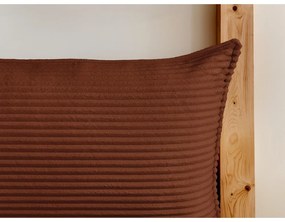 Čalúnená dvojlôžková posteľ v tehlovej farbe s úložným priestorom a roštom 160x200 cm Jade – Bobochic Paris