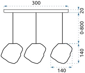 Toolight - Ľadová stropná závesná lampa ICE APP320 v modernom dizajne, 3xG4 20W, chrómová, OSW-00417
