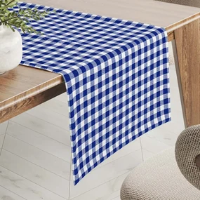 Biante Bavlnený behúň na stôl Sandra SA-057 Modro-biele kocky 20x120 cm