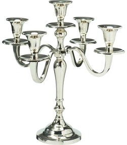 Kovový svietnik 5-ramenný 29x29x30 cm, farba strieborná, dekor 1