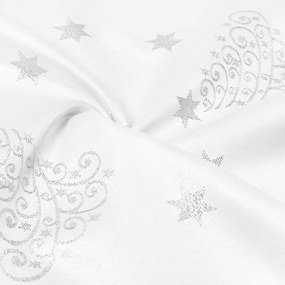 Goldea vianočný behúň na stôl teflónový - strieborné vianočné stromčeky a hviezdičky 20x120 cm