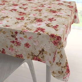 Biante Veľký dekoračný štvorcový obrus Leona LN-167 Plané ruže na béžovom 150x150 cm
