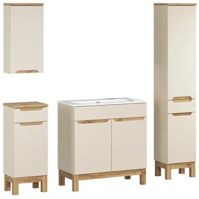 Koupelnová sestava Bali Sky se zápustným umyvadlem, skříňkami 80 cm kašmírová/dub wotan