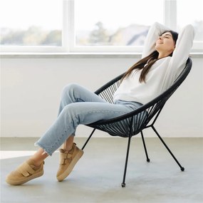 Záhradné kreslo oválne, výška 87 cm Springos - GF0085 čierna