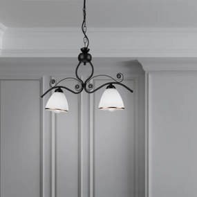 Luster na reťazi RETRO 2xE27/60W/230V matná čierna