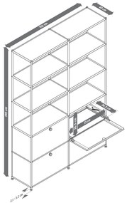 Vysoká kovová skrinka »CN3« so 4 výklopnými priečinkami, sivá