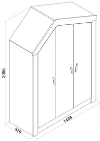 Šatníková skriňa 3D s osvetlením Boom - biela/šedá