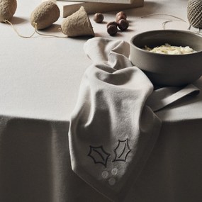 Broste Vyšívaný obrúsok Fryd Light Warm Grey – set 4 ks
