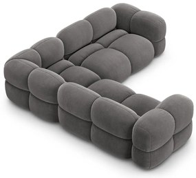 Sivá zamatová rohová pohovka Loretto – Cosmopolitan Design