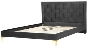 Zamatová posteľ 140 x 200 cm čierna LIMOUX Beliani