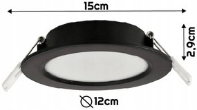 BERGE LED panel zapustený okrúhly 6W - 660lm - 4000K - čierny