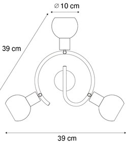 Inteligentné stropné bodové svietidlo čierne s dymovým sklom 3-svetlá vrátane WiFi P45 - Vidro