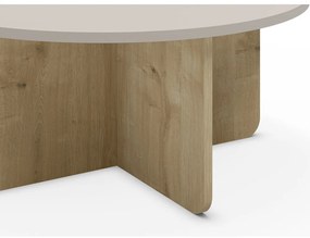Krémovobiely/v prírodnej farbe okrúhly konferenčný stolík v dekore duba ø 80 cm Hillary – Marckeric