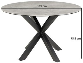 Jedálenský okrúhly stôl Heaven 119 cm sivý mramor/čierny