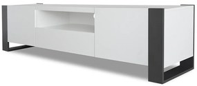 Biela RTV skrinka Modi 188 cm s dvomi dverami a zásuvkou - matná biela / grafit