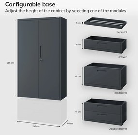 Megan Antracytowy - szuflada na dokumenty 195cm