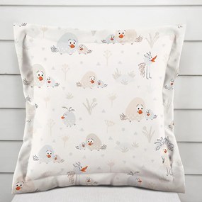 Biante Detská bavlnená obliečka na vankúš s lemom Sandra SA-614 Veselé vtáčiky na bielom 50 x 50 cm