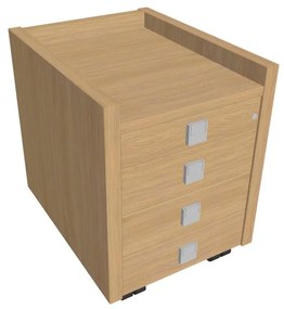 Mobilný kontajner Verno 47 x 60 cm, 4 zásuvky, dub svetlý