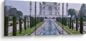 Obraz - Taj Mahal za východu slnka (s hodinami) (90x30 cm)