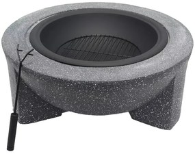 Prenosné ohnisko s roštom 79,5x38 cm, čierna/tmavá žula
