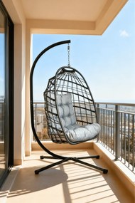 Skládací závěsné houpací křeslo Houseland Chloe černé