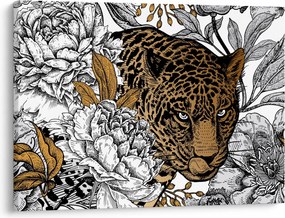 Obraz - Leopard medzi kvetmi (70x50 cm)