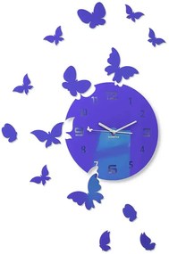 Nástenné akrylové hodiny Motýle - granátová